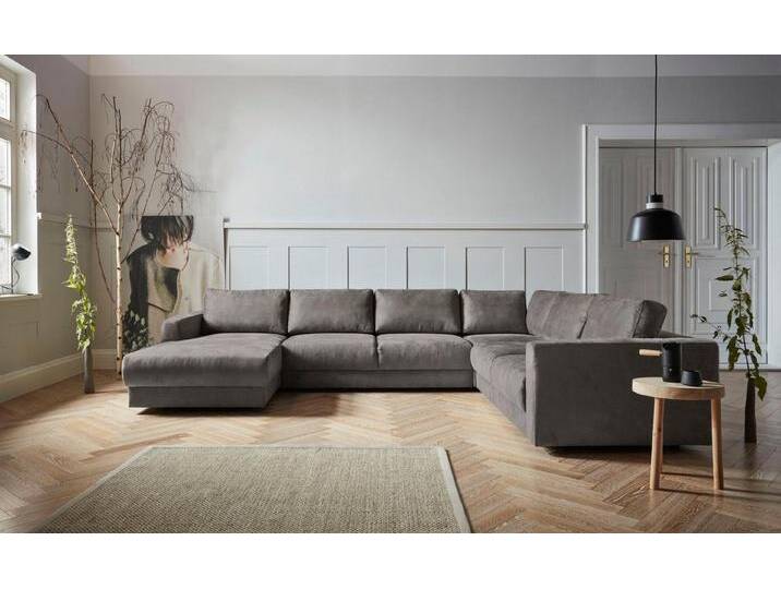 andas Wohnlandschaft Hobro U-Form, in 3 Bezugsqualitäten in vielen Farben, Design by Morten Georgsen, grau, dunkelgrau von andas
