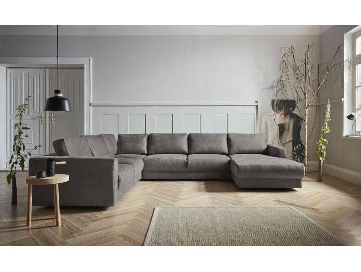 andas Wohnlandschaft Hobro U-Form, in 3 Bezugsqualitäten in vielen Farben, Design by Morten Georgsen, grau, dunkelgrau von andas