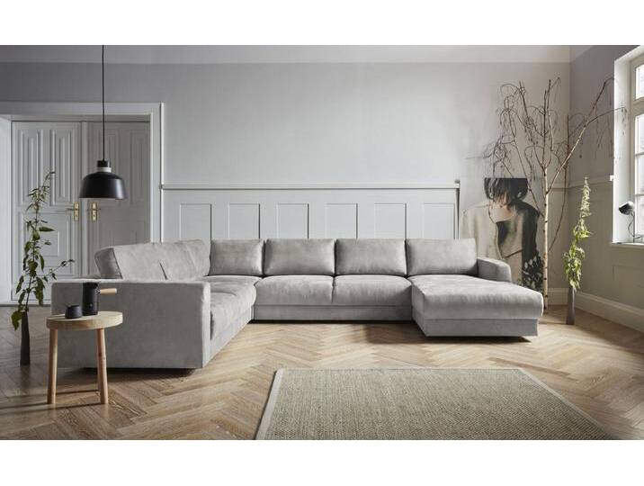 andas Wohnlandschaft Hobro U-Form, in 3 Bezugsqualitäten in vielen Farben, Design by Morten Georgsen, grau, grau von andas