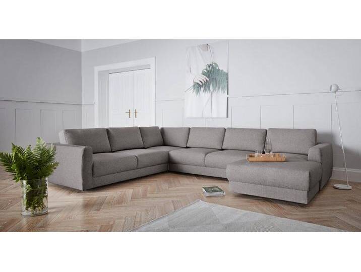 andas Wohnlandschaft Hobro U-Form, in 3 Bezugsqualitäten in vielen Farben, Design by Morten Georgsen, grau, hellgrau von andas