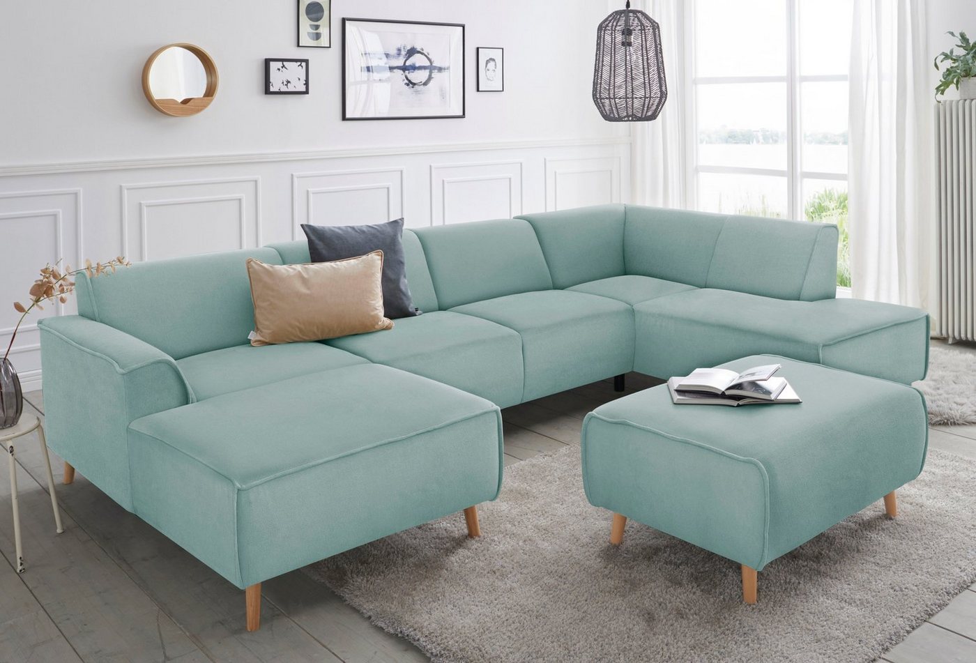 andas Wohnlandschaft Janek U-Form, mit Federkern und Keder in scandinavischem Design andas Wohnlandschaft Janek U-Form, mit Federkern und Keder in scandinavischem Design von andas