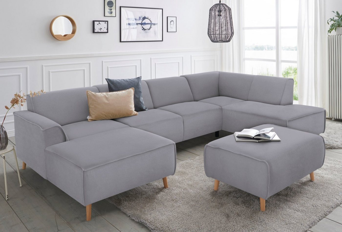 andas Wohnlandschaft Janek U-Form, mit Federkern und Keder in scandinavischem Design andas Wohnlandschaft Janek U-Form, mit Federkern und Keder in scandinavischem Design von andas