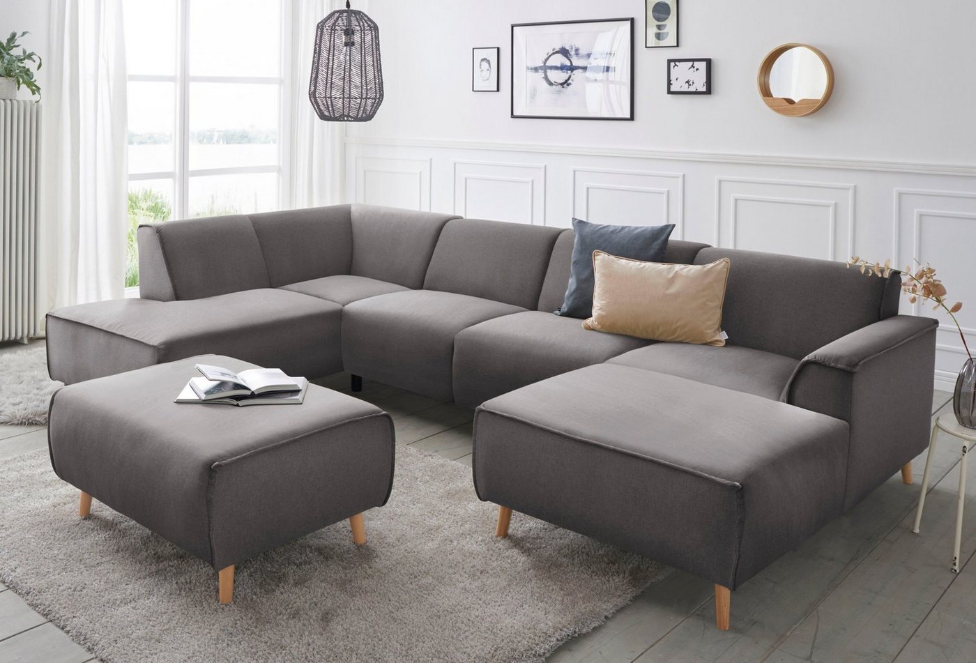 andas Wohnlandschaft Janek U-Form, mit Federkern und Keder in scandinavischem Design andas Wohnlandschaft Janek U-Form, mit Federkern und Keder in scandinavischem Design von andas