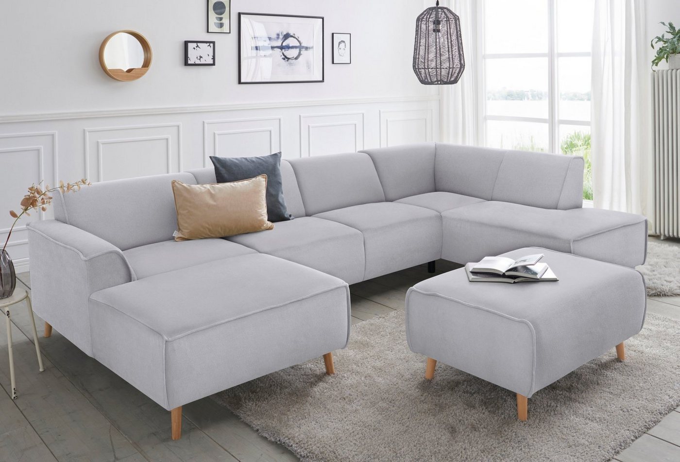 andas Wohnlandschaft Janek U-Form, mit Federkern und Keder in scandinavischem Design andas Wohnlandschaft Janek U-Form, mit Federkern und Keder in scandinavischem Design von andas