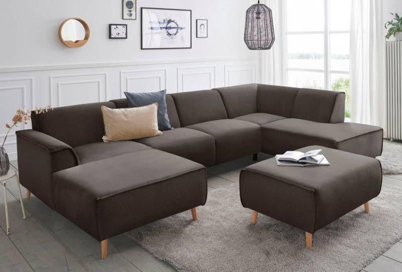 andas Wohnlandschaft Janek U-Form, mit Federkern und Keder in scandinavischem Design von andas