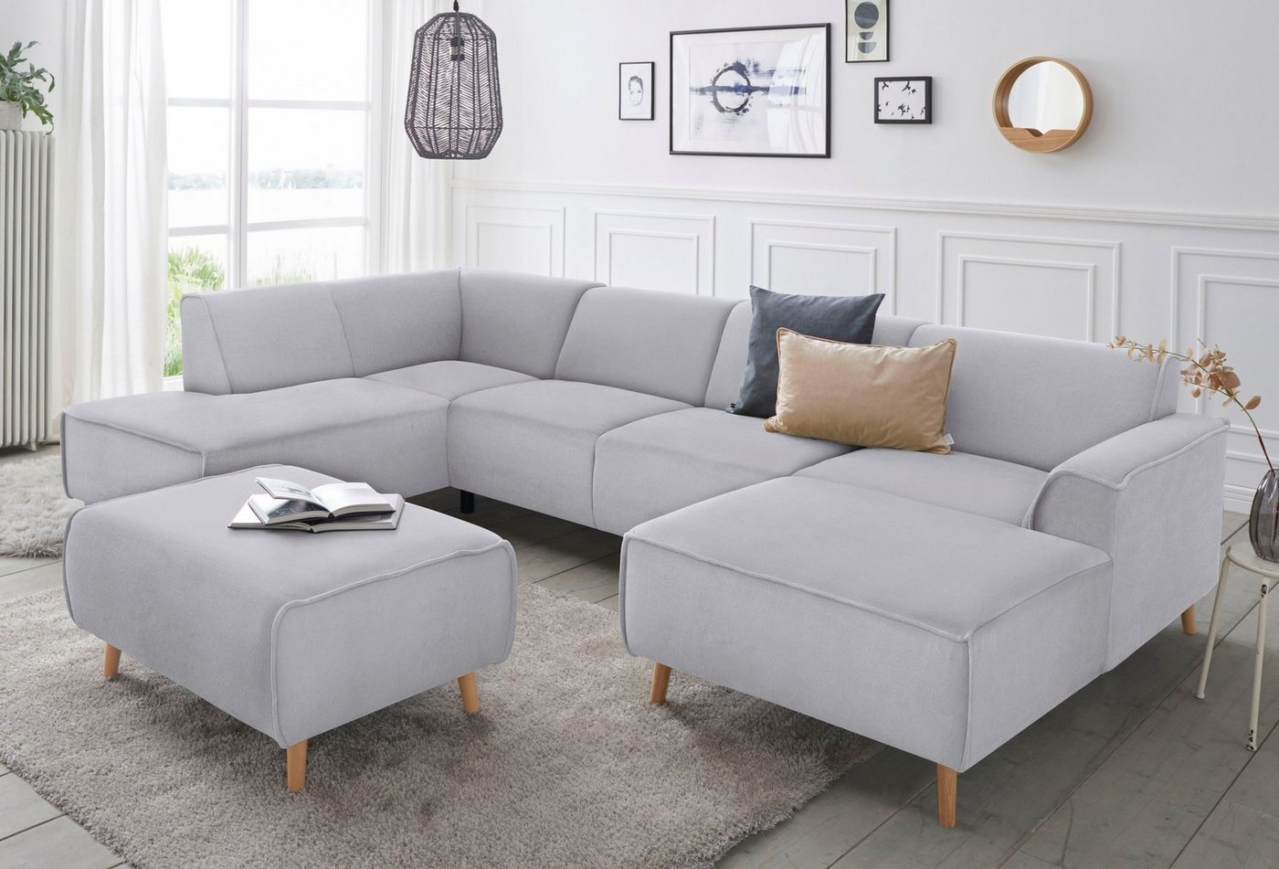 andas Wohnlandschaft Janek U-Form, mit Federkern und Keder in scandinavischem Design andas Wohnlandschaft Janek U-Form, mit Federkern und Keder in scandinavischem Design von andas