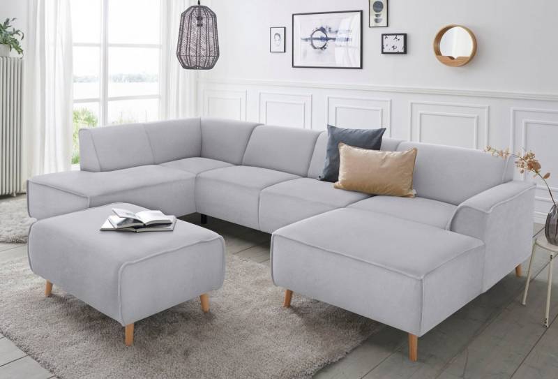 andas Wohnlandschaft Janek U-Form, mit Federkern und Keder in scandinavischem Design von andas