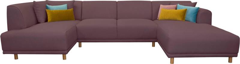 andas Wohnlandschaft Maroon U-Form, in skandinavischem Design, mit losen Kissen von andas