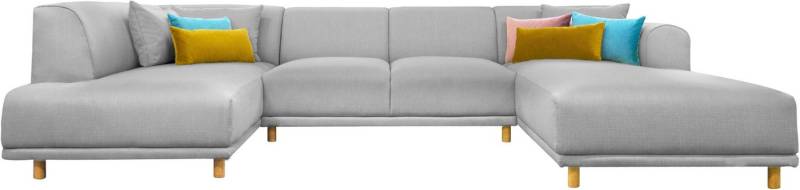 andas Wohnlandschaft Maroon U-Form, in skandinavischem Design, mit losen Kissen von andas