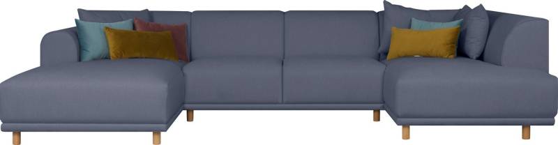 andas Wohnlandschaft Maroon U-Form, in skandinavischem Design, mit losen Kissen von andas