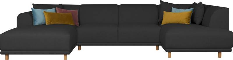 andas Wohnlandschaft Maroon U-Form, in skandinavischem Design, mit losen Kissen von andas