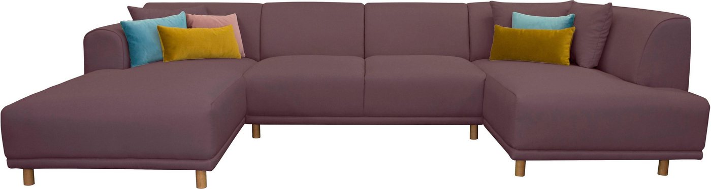 andas Wohnlandschaft Maroon U-Form, in skandinavischem Design, mit losen Kissen von andas