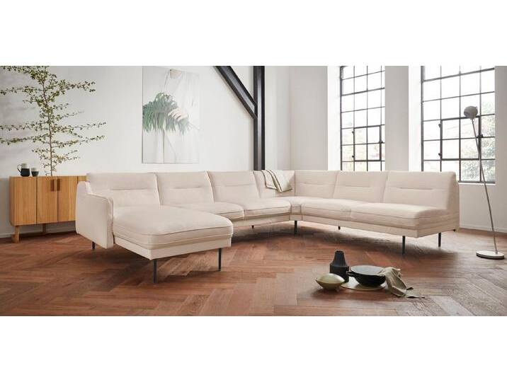 andas Wohnlandschaft Nordfyn U-Form, edles Design in 3 Bezugsqualitäten, Design by Morten Georgsen, beige, elfenbein von andas