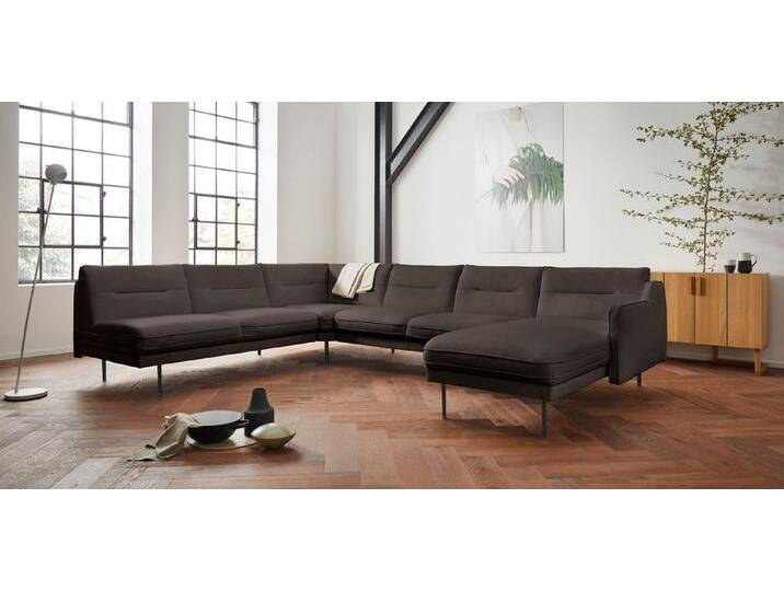 andas Wohnlandschaft Nordfyn U-Form, edles Design in 3 Bezugsqualitäten, Design by Morten Georgsen, braun, braun von andas
