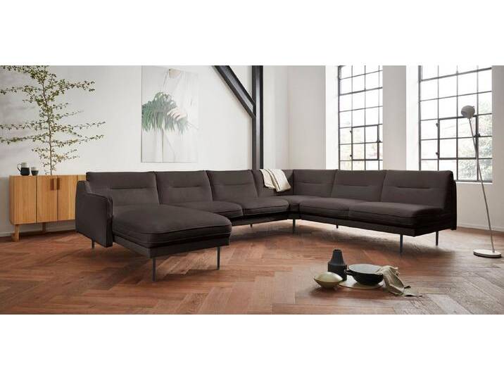 andas Wohnlandschaft Nordfyn U-Form, edles Design in 3 Bezugsqualitäten, Design by Morten Georgsen, braun, braun von andas