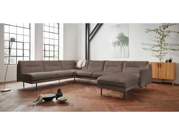 andas Wohnlandschaft Nordfyn U-Form, edles Design in 3 Bezugsqualitäten, Design by Morten Georgsen, braun, taupe von andas