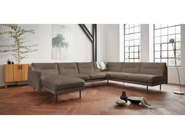 andas Wohnlandschaft Nordfyn U-Form, edles Design in 3 Bezugsqualitäten, Design by Morten Georgsen, braun, taupe von andas