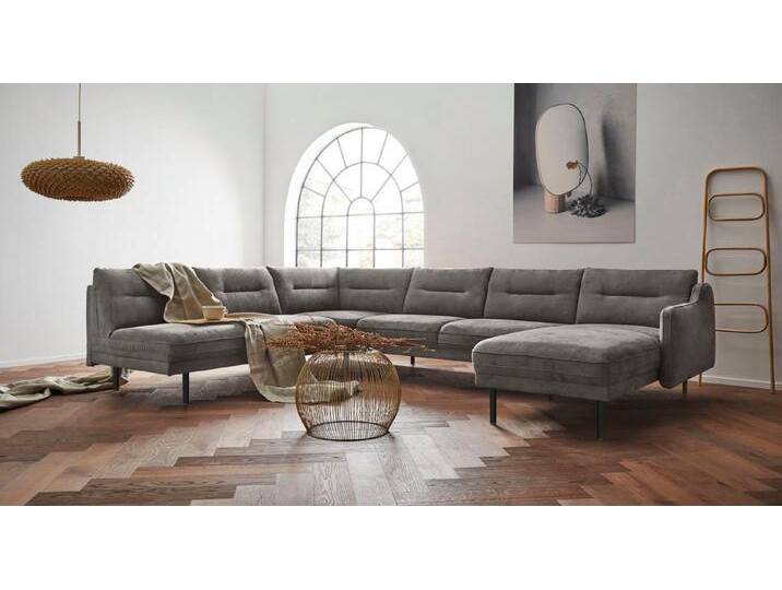 andas Wohnlandschaft Nordfyn U-Form, edles Design in 3 Bezugsqualitäten, Design by Morten Georgsen, grau, dunkelgrau von andas