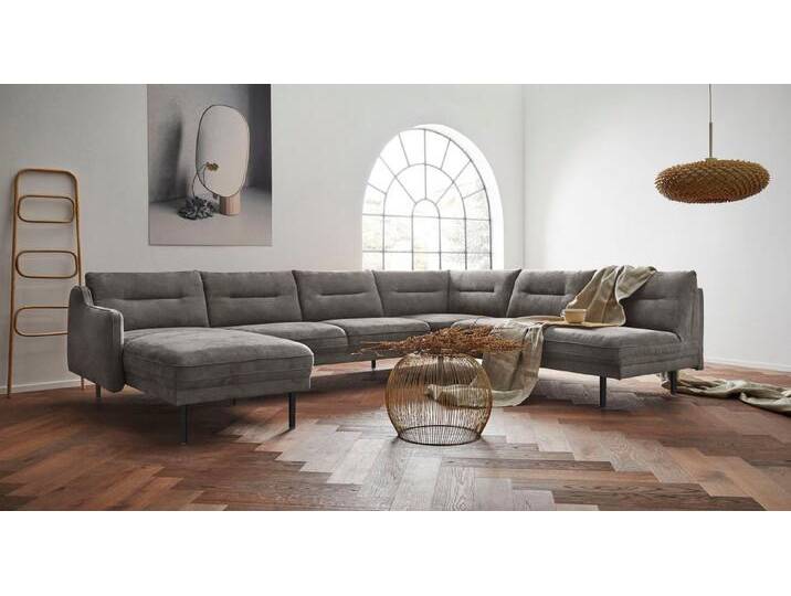 andas Wohnlandschaft Nordfyn U-Form, edles Design in 3 Bezugsqualitäten, Design by Morten Georgsen, grau, dunkelgrau von andas