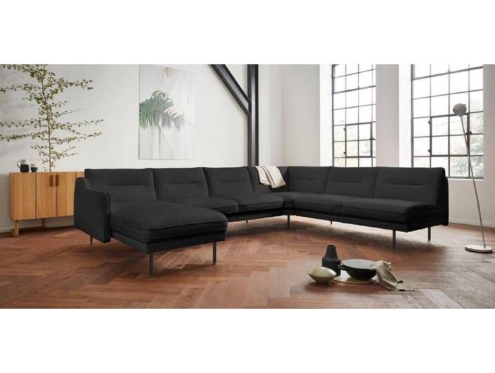 andas Wohnlandschaft Nordfyn U-Form, edles Design in 3 Bezugsqualitäten, Design by Morten Georgsen, schwarz, schwarz von andas