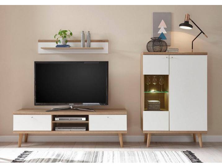 andas Wohnwand Merle, (Set, 3-St), mit besonderer Rahmenoptik, braun von andas