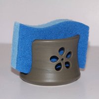 Grau Matte Blumen Keramik Schwammhalter | Auf Bestellung Gefertigt von andersenpottery