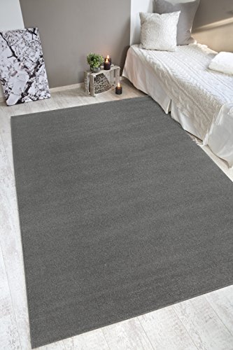 andiamo Webteppich moderner stilvoller Kurzflor Teppich robust und pflegeleicht aus 100% Polypropylen geeignet für Fußbodenheizung und Saugroboter 160 x 230 cm Einfarbig Hellgrau von andiamo