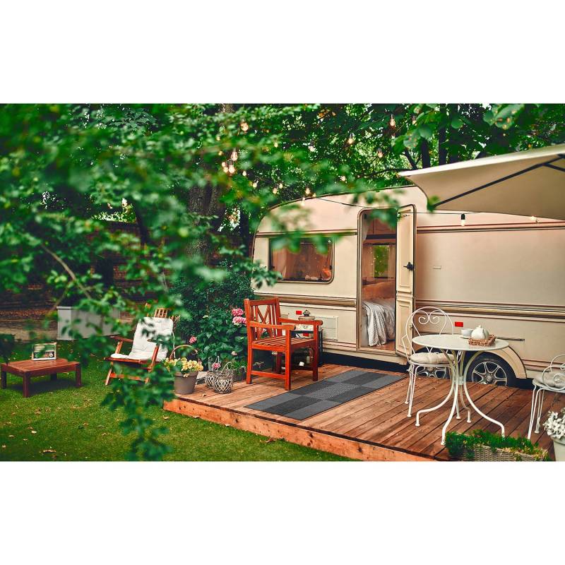 home24 In-/Outdoorläufer Arizona I Schwarz/Anthrazit Webstoff 67 x 140cm von home24