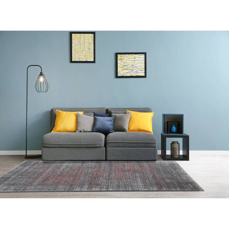 home24 Teppich Campos Grau/Grau 200 x 1 x 290cm Webstoff von home24