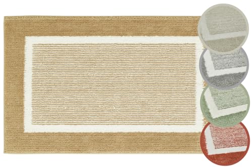 andiamo Badematte rutschfest Maui - Badezimmerteppich weich und flauschig - Duschvorleger für Badezimmer Badteppich rutschfest waschbar 50 x 80 cm Taupe von andiamo