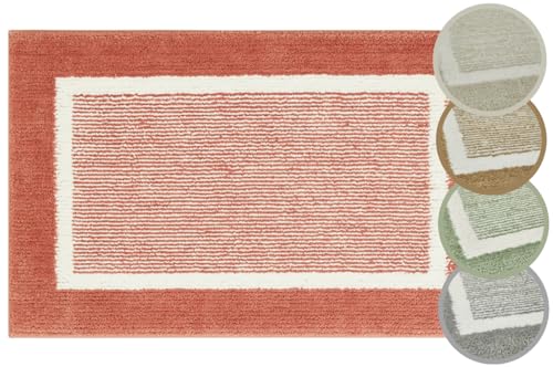 andiamo Badematte rutschfest Maui - Badezimmerteppich weich und flauschig - Duschvorleger für Badezimmer Badteppich rutschfest waschbar 60 x 100 cm Rostrot von andiamo