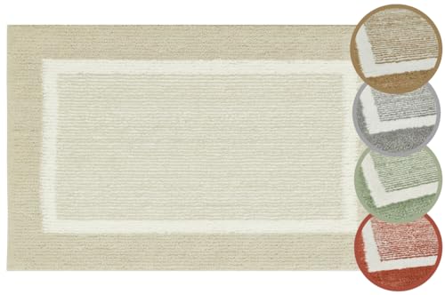 andiamo Badematte rutschfest Maui - Badezimmerteppich weich und flauschig - Duschvorleger für Badezimmer Badteppich rutschfest waschbar Set 40 x 60 cm + 50 x 80 cm Beige von andiamo