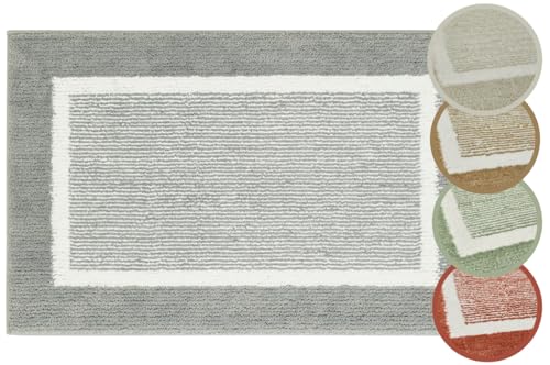 andiamo Badematte rutschfest Maui - Badezimmerteppich weich und flauschig - Duschvorleger für Badezimmer Badteppich rutschfest waschbar Set 40 x 60 cm + 60 x 100 cm Grau von andiamo