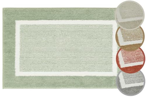 andiamo Badematte rutschfest Maui - Badezimmerteppich weich und flauschig - Duschvorleger für Badezimmer Badteppich rutschfest waschbar Set 40 x 60 cm + 60 x 100 cm Salbei von andiamo