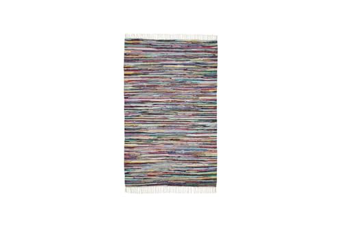 andiamo Boho Teppich Multi aus 100% Baumwolle - handgewebter Flickenteppich mit Fransen Fleckerlteppich Teppich bunt 50 cm x 80 cm andiamo Boho Teppich Multi aus 100% Baumwolle - handgewebter Flickenteppich mit Fransen Fleckerlteppich Teppich bunt 50 cm x 80 cm von andiamo