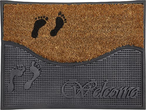 andiamo Fußmatte Kokos Welcome Steps - ideal als Fußmatte Outdoor oder Kokosmatte - Fußmatte außen - handgemacht und pflegeleicht - aus natürlichen Materialien hergestellt 45 x 60 cm von andiamo