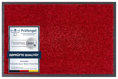 andiamo Fußmatte Waschbar Türmatte Sauberlaufmatte für Innen- und überdachte Außenbereiche mit rutschhemmender Rückseite Fußabtreter 40 x 60 cm bordeaux von andiamo