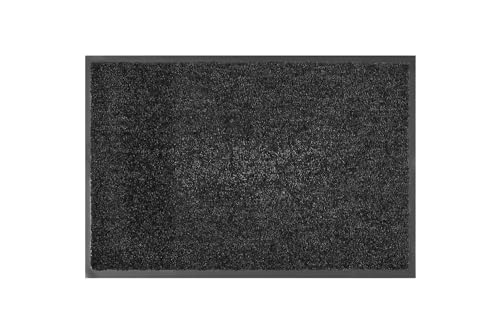 andiamo Fußmatte Waschbar Türmatte Sauberlaufmatte für Innen- und überdachte Außenbereiche mit rutschhemmender Rückseite Fußabtreter 40 x 60 cm schwarz von andiamo