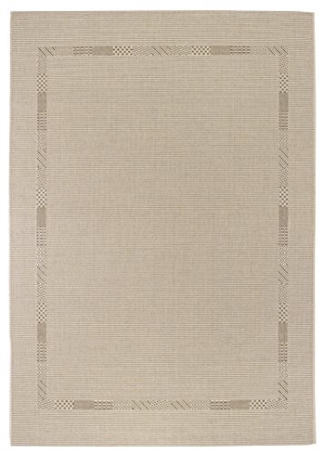 andiamo In- & Outdoor Kurzflor Louisville Webteppich ohne Flor Bordüre Teppich, Polypropylen, beige, 160x230 von andiamo