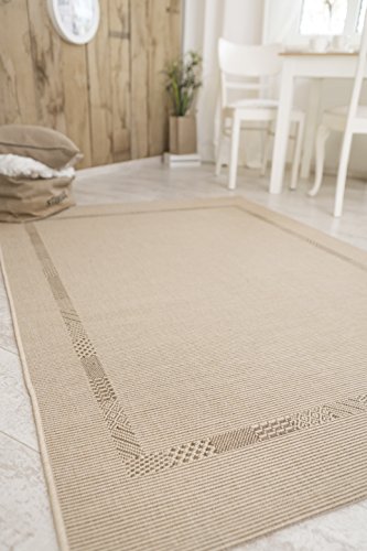 andiamo In- & Outdoor Kurzflor Louisville Webteppich ohne Flor Bordüre Teppich Polypropylen beige 133x190 cm von andiamo