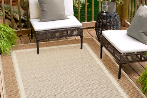 andiamo In- und Outdoor Teppich wetterfest Arizona - Balkon Teppich wasserfest Outdoor-Teppich auch nutzbar als Wohnzimmerteppich oder Küchenteppich Beige Bordüre 133 x 190 cm von andiamo