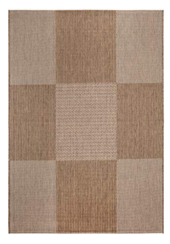 andiamo In- und Outdoorteppich Senja Designerteppich für die Terasse, Kästchen Design braun, 160 x 230 cm von andiamo