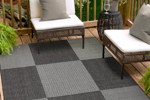 andiamo In- und Outdoor Teppich wetterfest Arizona - Balkon Teppich wasserfest Outdoor-Teppich auch nutzbar als Wohnzimmerteppich oder Küchenteppich Anthrazit 67 x 140 cm von andiamo