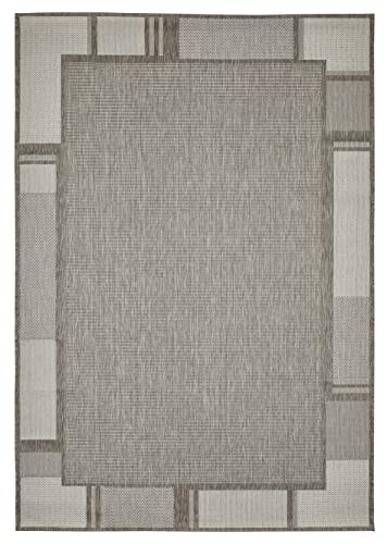 andiamo In- & Outdoor Teppich Louisville moderner Webteppich Bordüre vollständig umkettelt Flachgewebe 160 x 230 cm taupe von andiamo