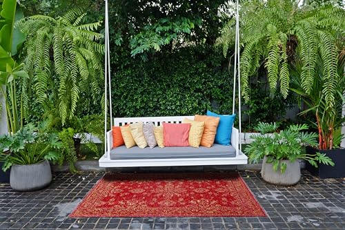 andiamo Outdoor Teppich wetterfest Bonnie - Balkon Teppich wasserfest Outdoorteppich im bunten Design auch einsetzbar als Teppich Wohnzimmer oder Küchenteppich Rot 120 x 170 cm von andiamo