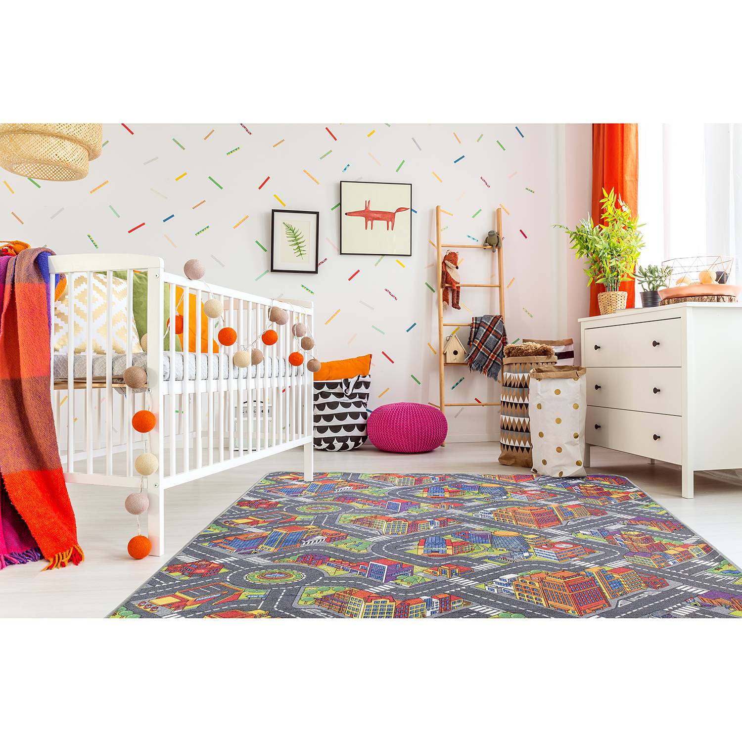 andiamo Kinderteppich Big City Mehrfarbig mit Motiv Polyamid 200x6x300 cm (BxHxT) Rechteckig von andiamo