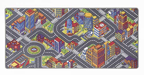 andiamo Kinderteppich Game City Bunt mit detailiertem Straßenmotiv, Polyamid, 95 x 200 cm von andiamo