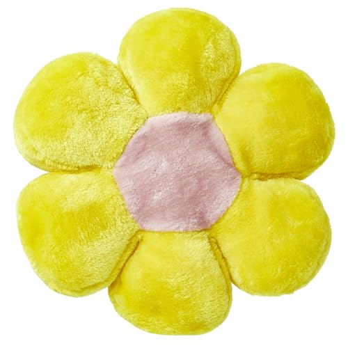 andiamo Kissen Flower Power - Deko Kissen für Zimmer Deko - Blumenkissen zur Nutzung als Sofakissen oder Kuschelkissen flauschig 30 cm Gelb-Rosa von andiamo