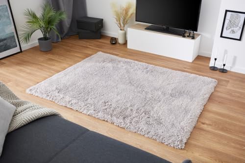 andiamo Kunstfell Teppich Alpa gemütlicher Hochfloor Wohnzimmerteppich Fellteppich 35 mm Florhöhe weich und flauschig Teppich Wohnzimmer Grau 50 x 110 cm von andiamo