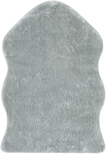 andiamo Teppich Lambskin - Kunstfell - flauschiger Teppich Schlafzimmer - geeignet als Bettvorleger Schlafzimmer oder als Fellteppich Wohnzimmer - Lammfellimitat pflegeleicht 55 x 80 cm hellgrau von andiamo